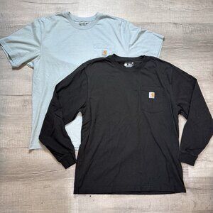 Carhartt Men's Loose Fit Heavyweight Pocket T-Shirt Set Long & Short Sleeve 2pcs